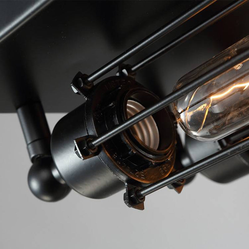 Austin Vintage Tubed Metal Flush Mount Ceiling Light, Black, Living Room | ventumra