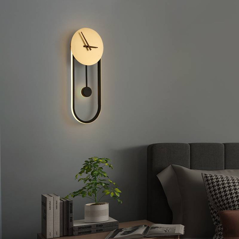 Arisha Nordic Clock Wall Lamp, Gold & Black | ventumra