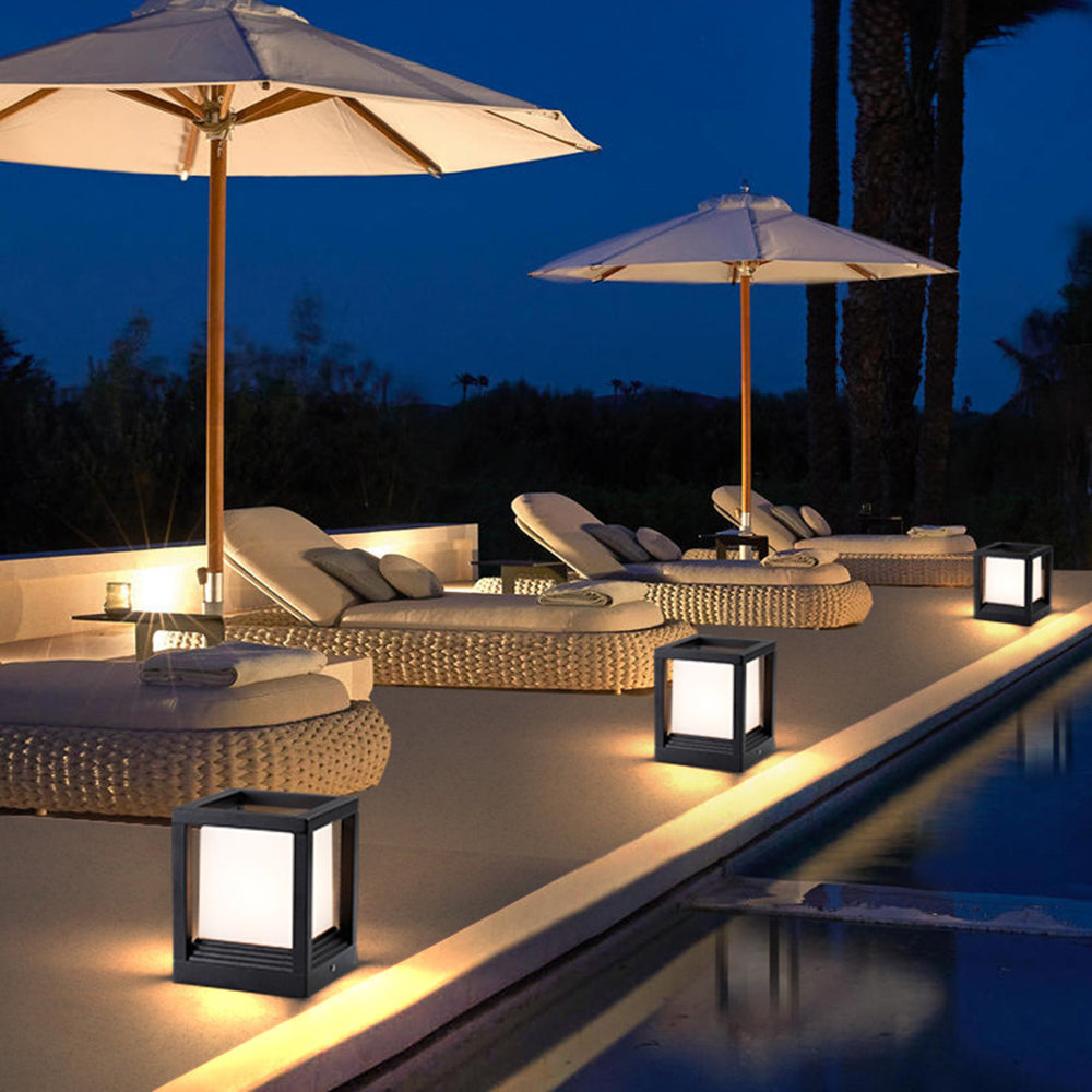 Ray Modern Rectangular Metal Outdoor Lamps, Black | ventumra