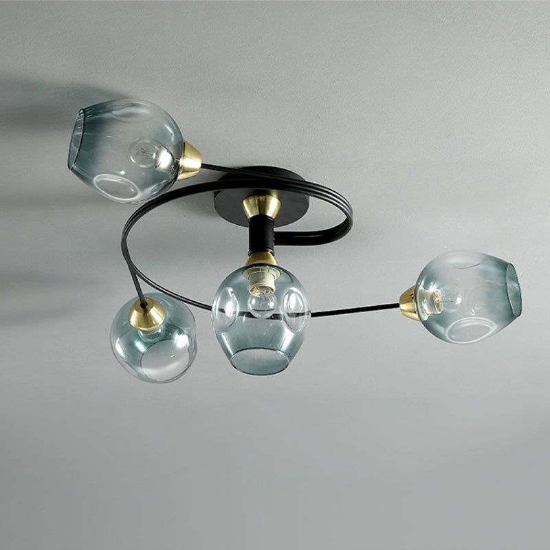 Valentina Flush Mount Ceiling Light, Glass, Black/Gold, Dining Room - Neutralighting