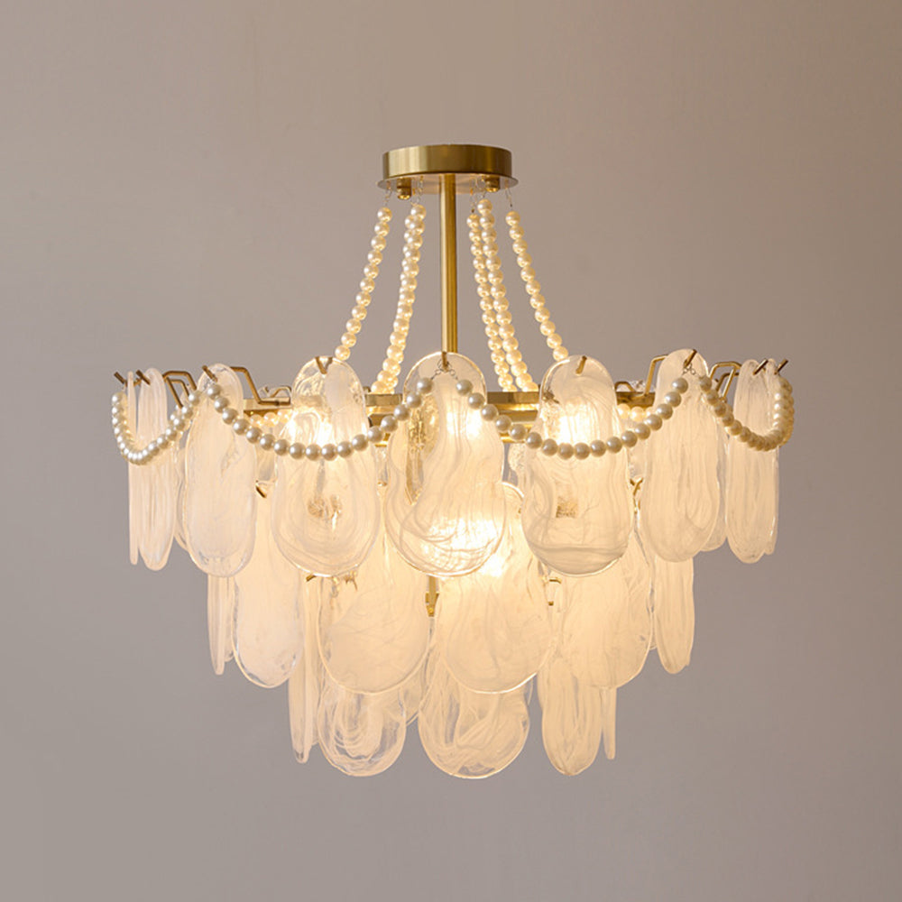 Kristy Elegant Pearl/Glass/Metal Chandelier, White - Neutralighting