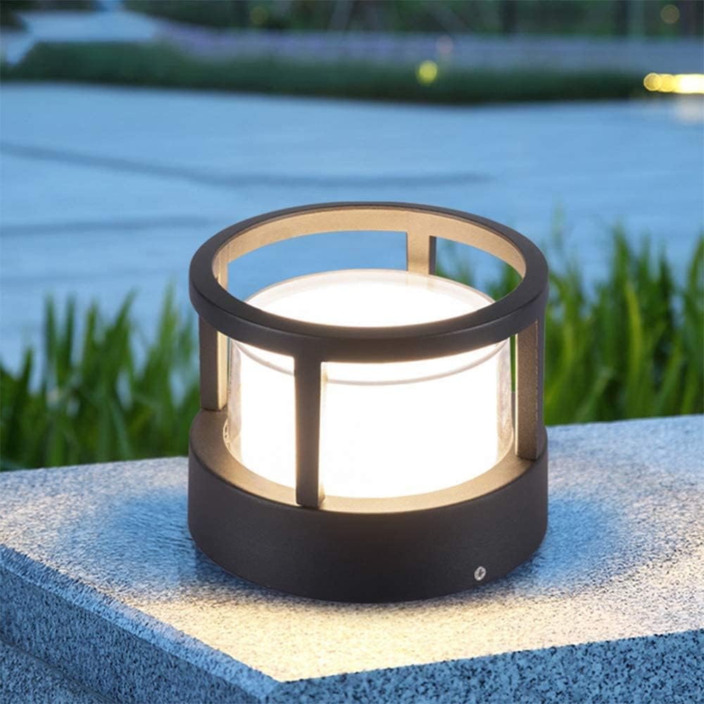 Zyra Modern Metal Cylindrical Outdoor Bollard Light, Black | ventumra