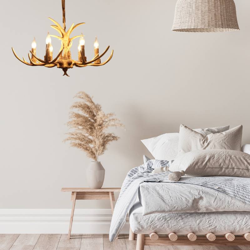 Silva Retro Deer Antlers Candle light Horn Resin Chandelier | ventumra