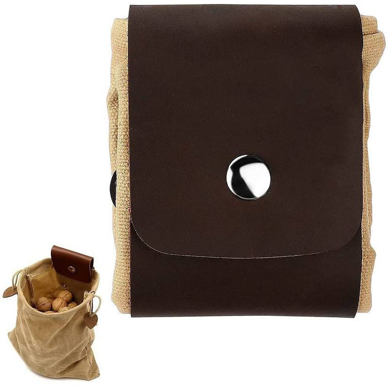Handgjord naturupptäckarpåse i läder och canvas - vintagestil