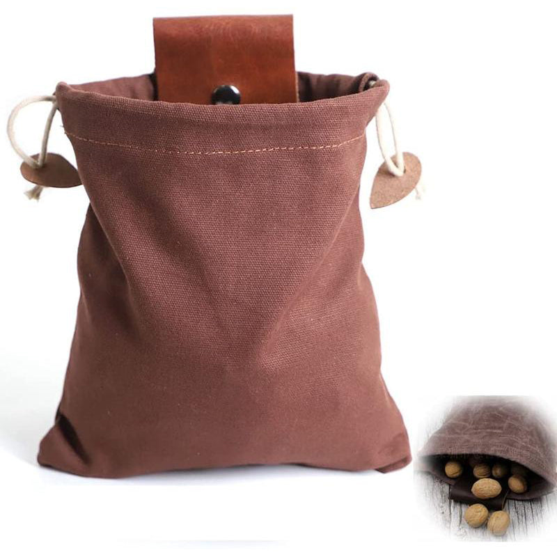 Handgjord naturupptäckarpåse i läder och canvas - vintagestil