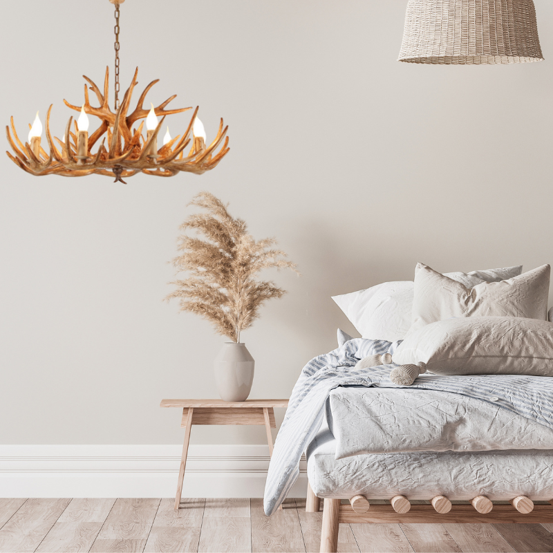 Silva Retro Deer Antlers Candle light Horn Resin Chandelier | ventumra