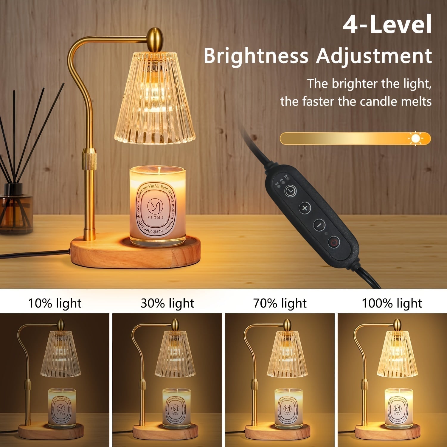 Cozy Warming Candle Lamp With Adjustable Height And Timer