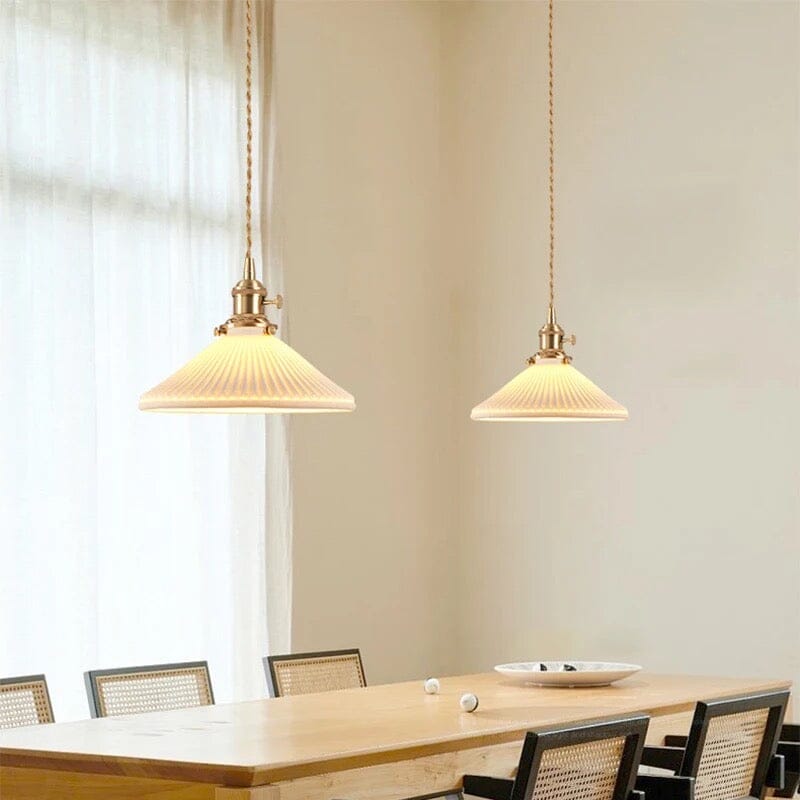 Liora Nordic White Ceramic Pendant Light With Brass Holder
