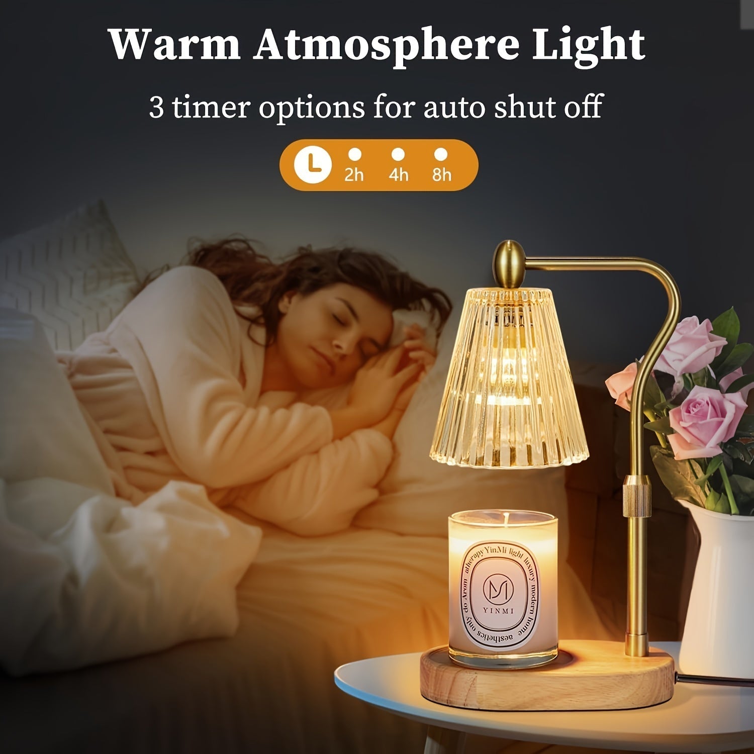 Cozy Warming Candle Lamp With Adjustable Height And Timer
