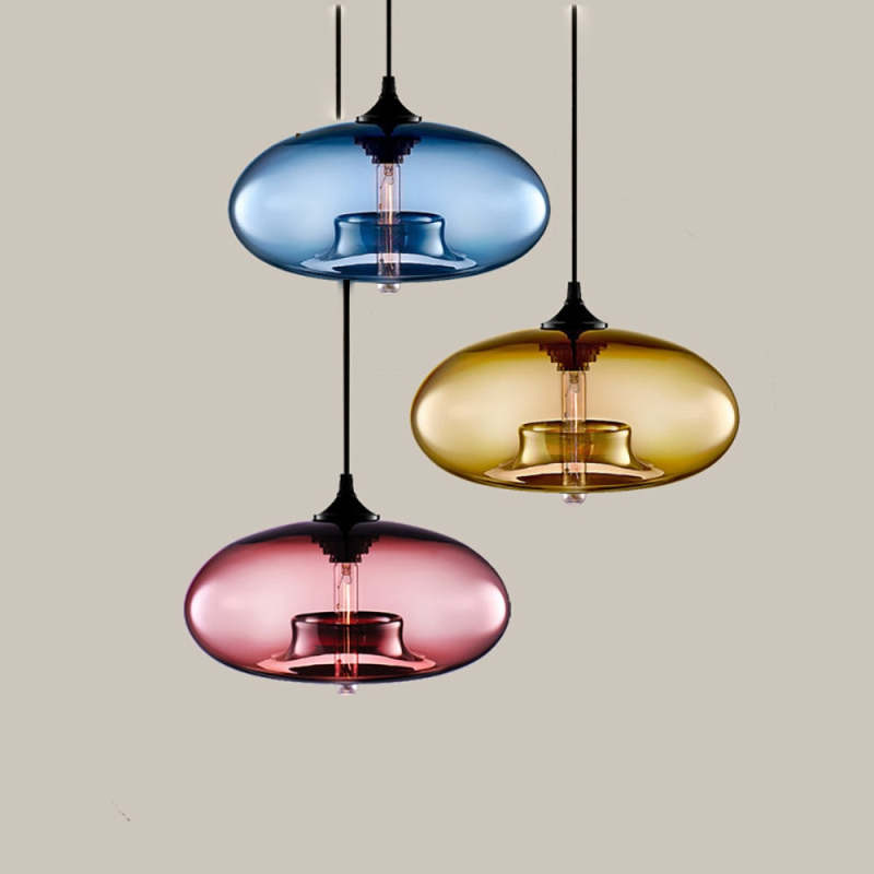 Valentina Modern Bread Shaped Glass Pendant Light, 6 Colour | ventumra