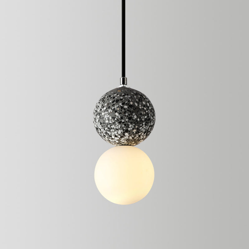 LuminaGlobe LED Globe Pendant Lights in Black and White Glass for Dining Table