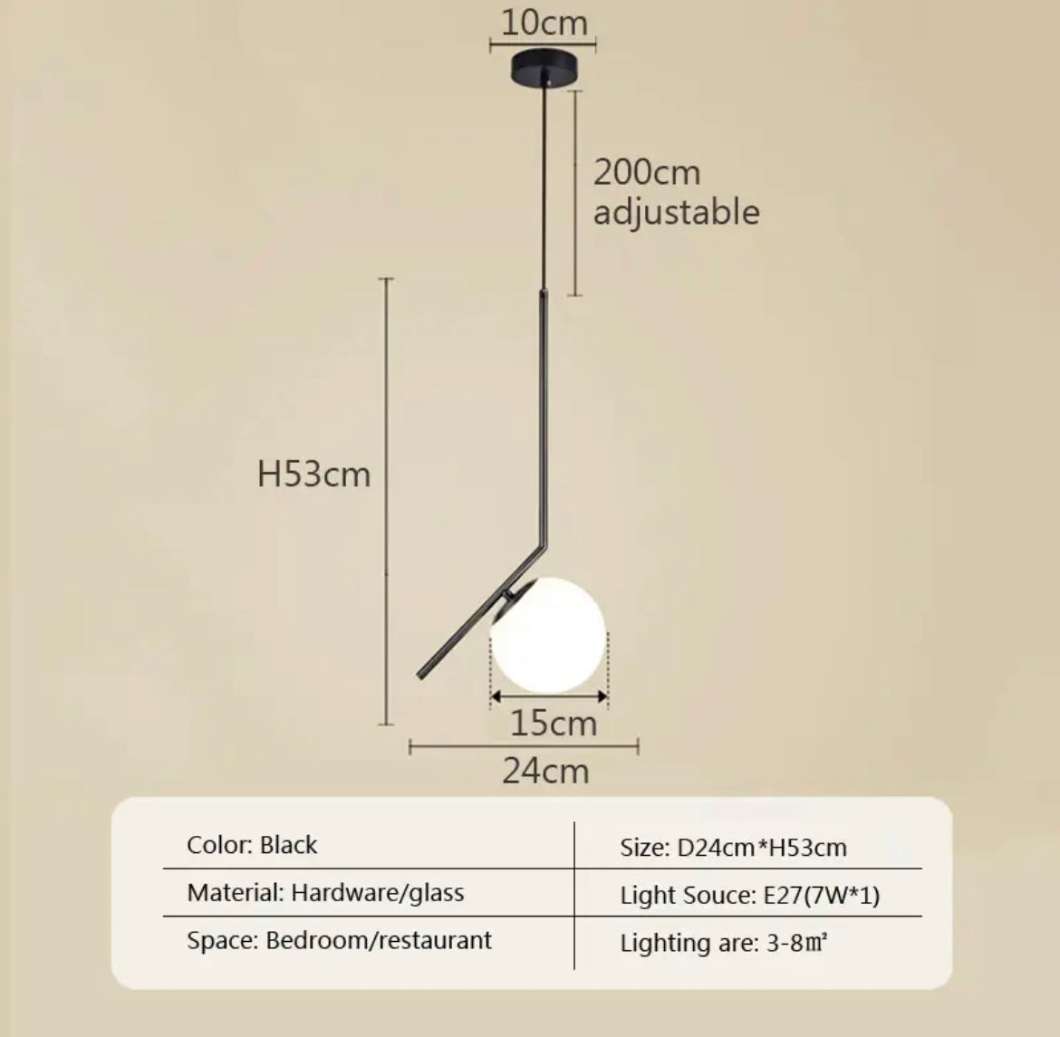 LumoSphere Pendant Light With Opal Glass Sphere Diffuser