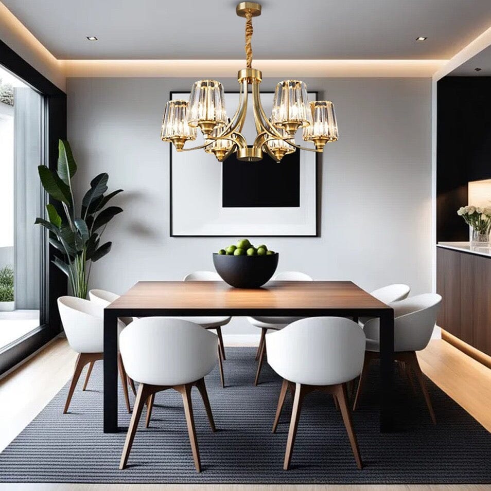 AuraLux Premium Brass Crystal Pendant Light with LED Glow