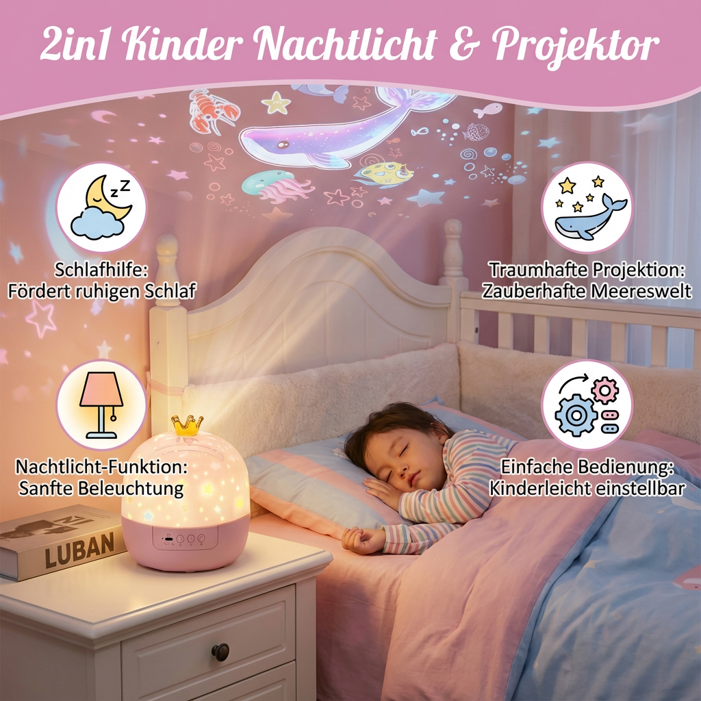 2-in-1 Kids' Night Light & Soothing Dream Projector