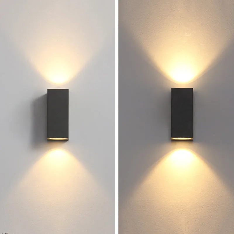 Tavon Minimalist Metal Square Outdoor Wall Lamp, Black | ventumra
