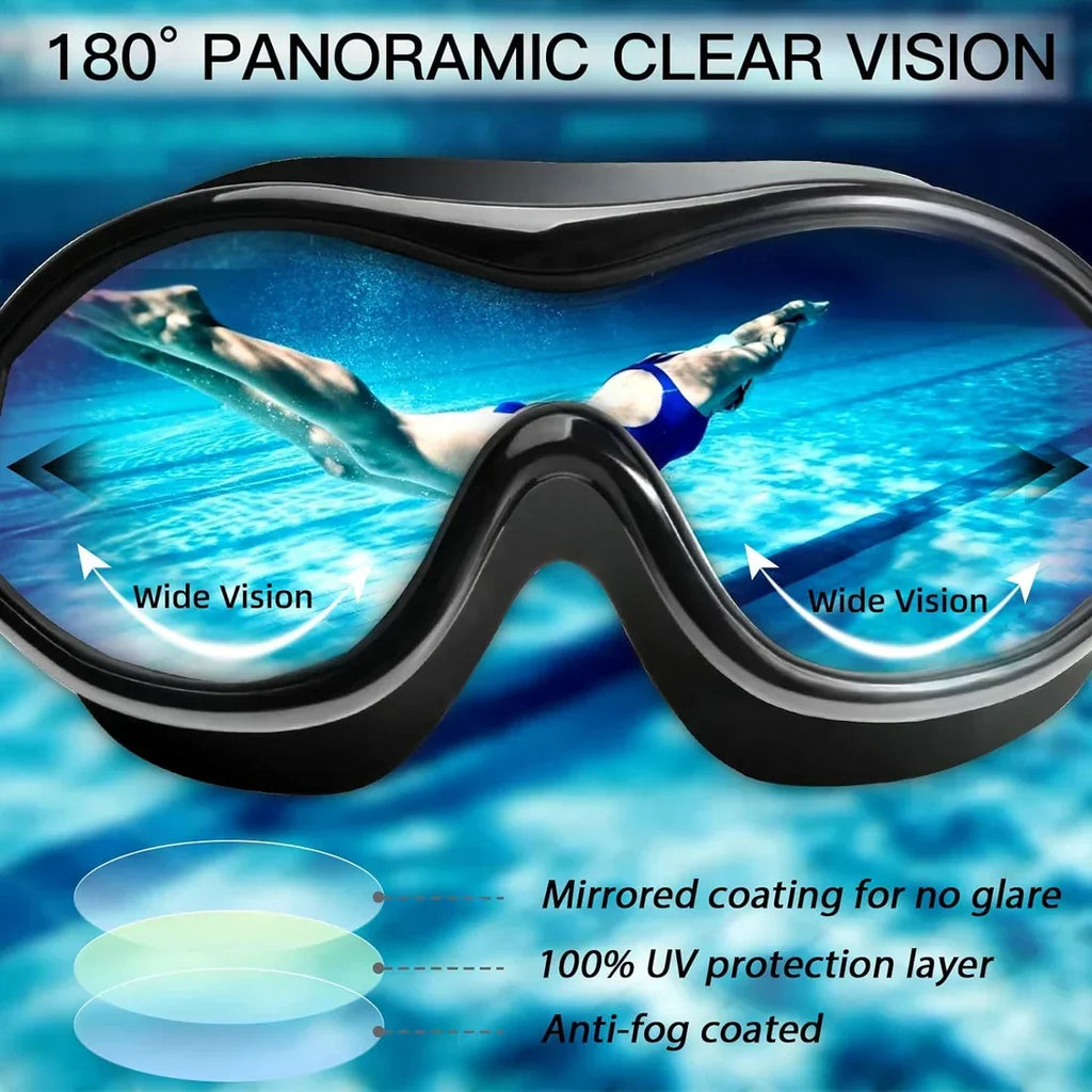 Gafas de natación antivaho para adultos — Visión amplia, ajuste seguro