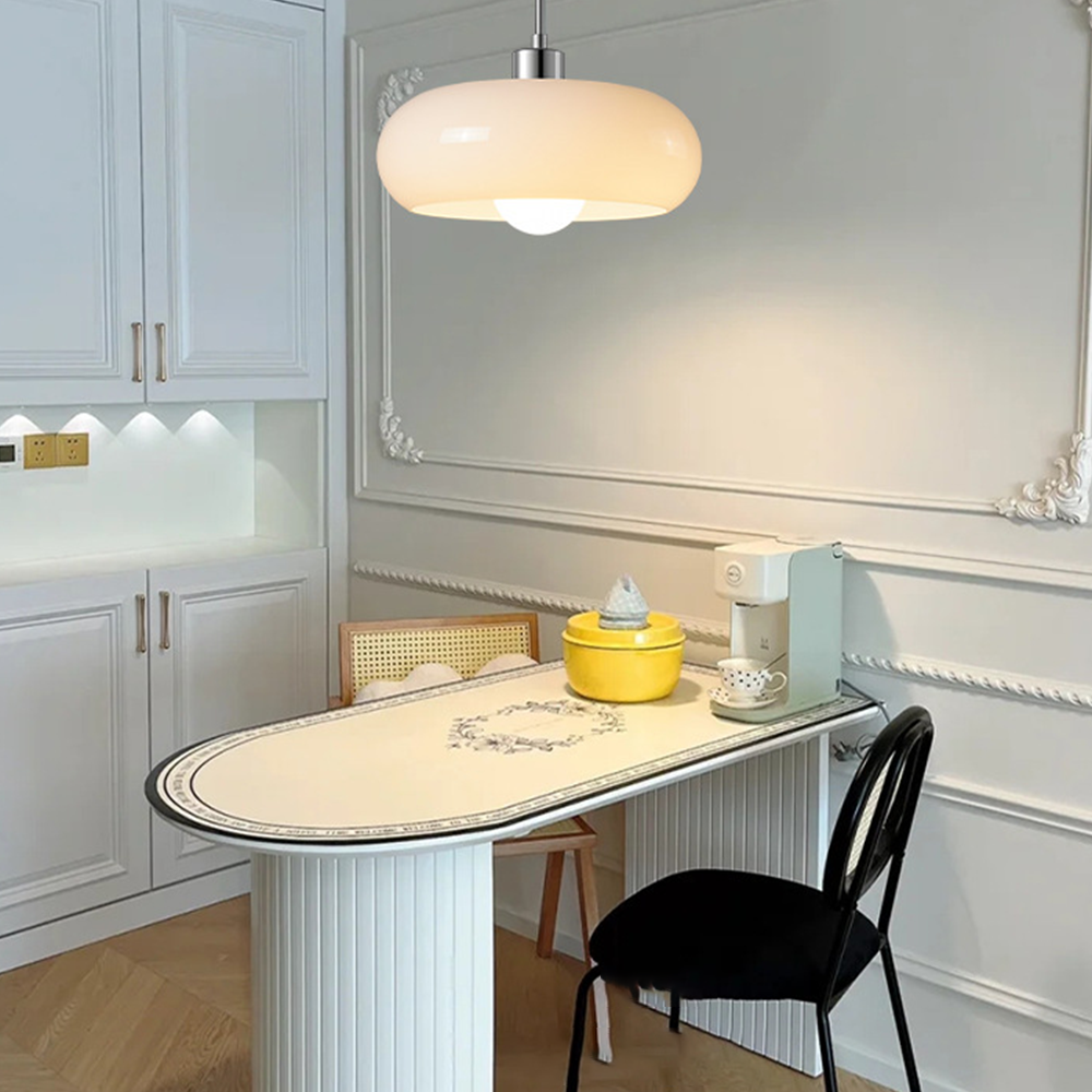 Novae Bread-Shape Glass Pendant Light in Orange and White