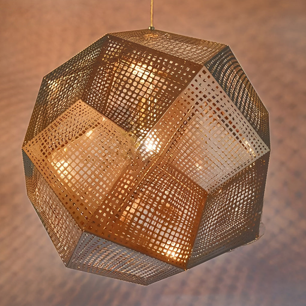 Lyra Geometric Round Pendant Lamp in Electrolytic Metal