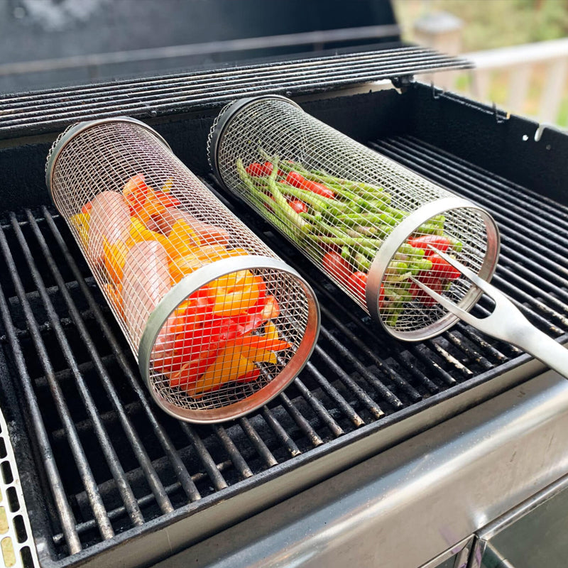 Stainless Steel Grill Basket — 360° Even-Heating BBQ Tool