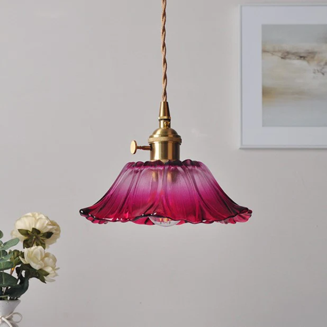 Lunara Lotus Glass Pendant Lamp For Dining Table Warm Light