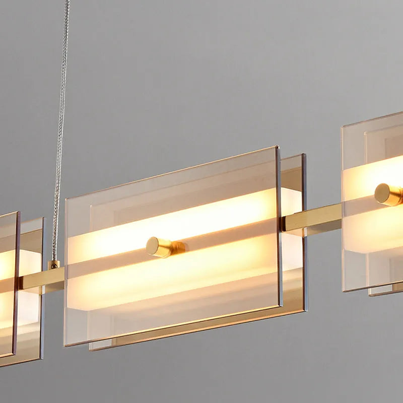 Arisha Modern Nordic Linear Copper/Glass Pendant Light, Brass/Black | ventumra