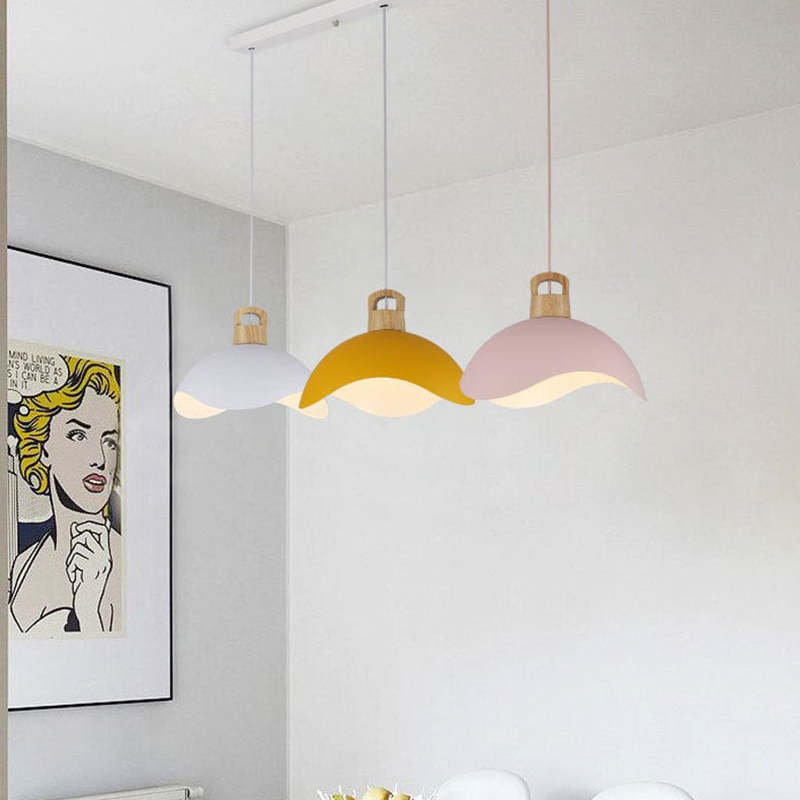 Valentina Colorful Shade Single Pendant Lights, Wood & Metal | ventumra