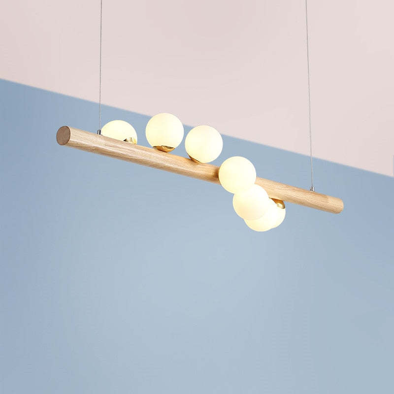 Valentina Glass Bubble Pendant Light Wood/Walnut | ventumra