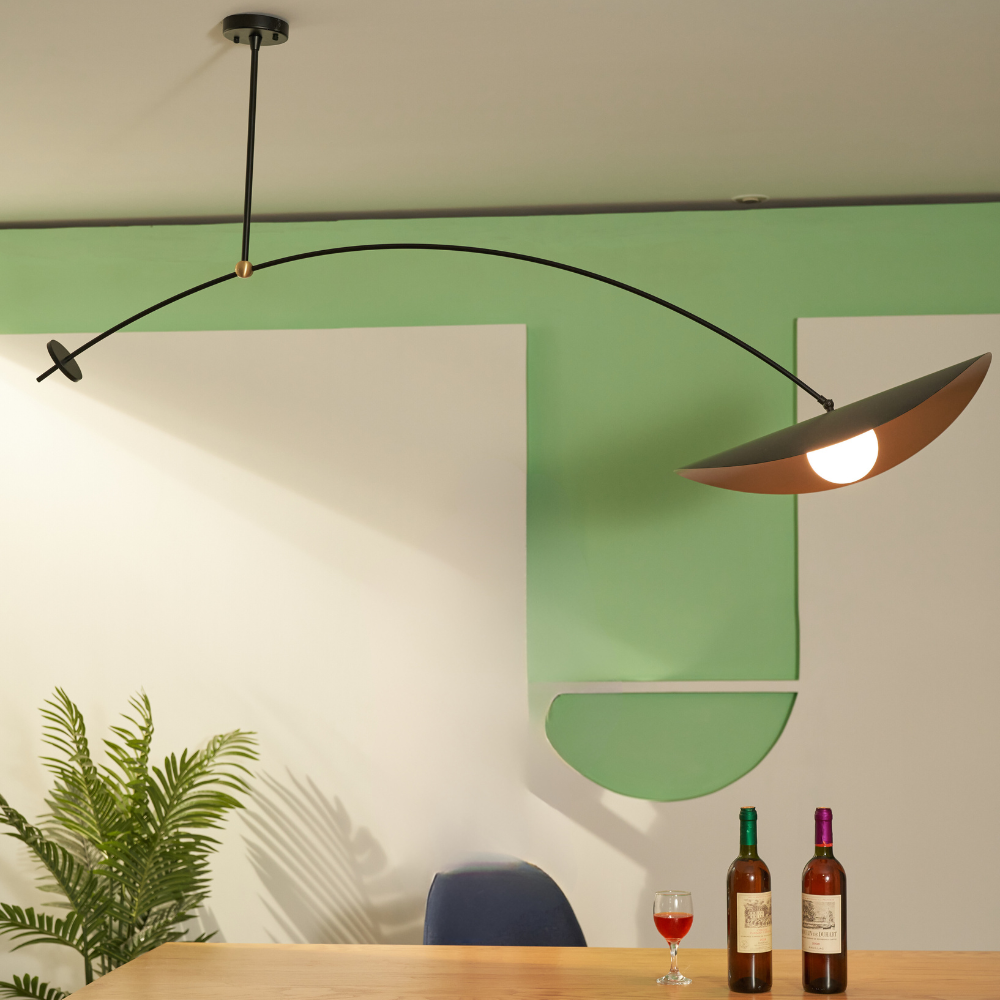 Arisha Minimalist Lotus Leaf Shaped Metal Pendant Light, Black/Gold | ventumra