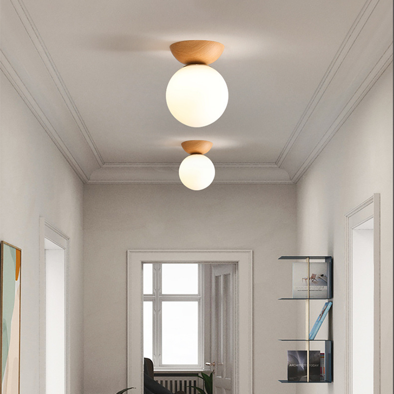 Valentina Nordic Japanese Glob LED Ceiling/Pendant Light Metal Glass Bedroom, Burlywood | ventumra