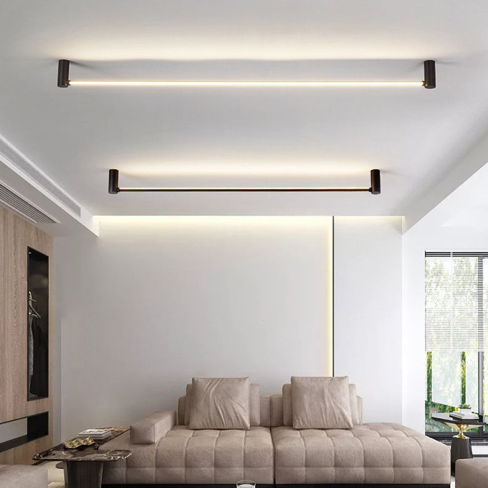 Arisha Minimalist Linear Flush Mount Ceiling Light, Black, Hallway | ventumra