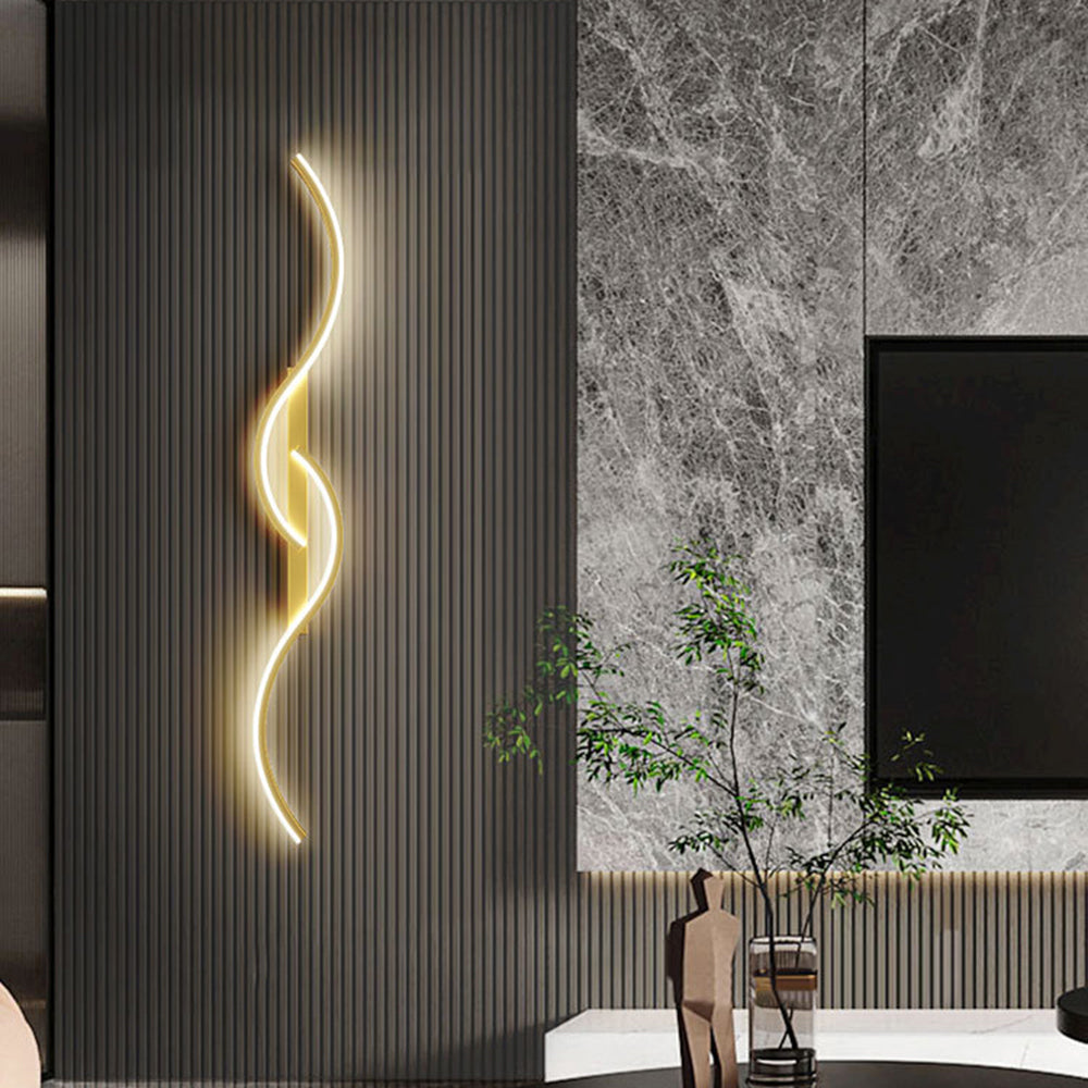 Lumor Modern Linear Wave Bedroom Wall Lamp, Black/Gold | ventumra