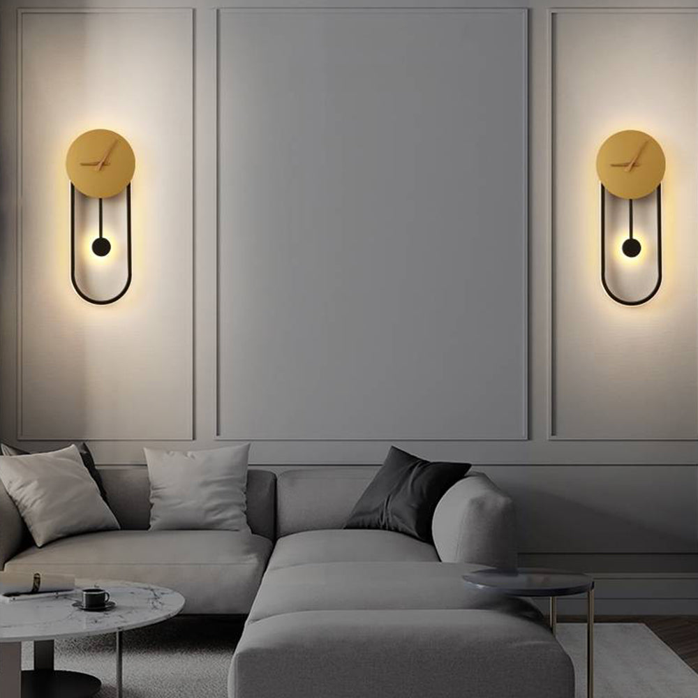 Arisha Nordic Clock Wall Lamp, Gold & Black | ventumra