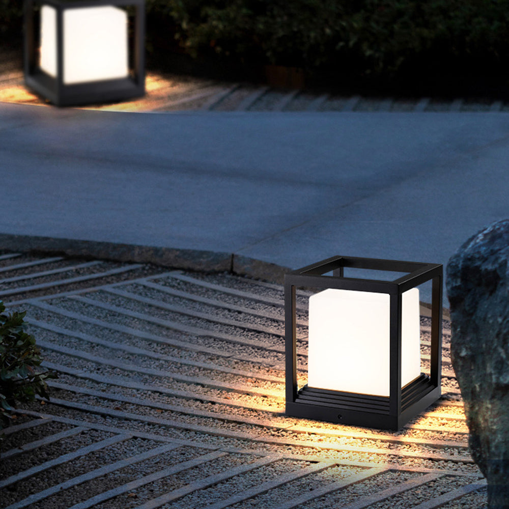 Ray Modern Rectangular Metal Outdoor Lamps, Black | ventumra