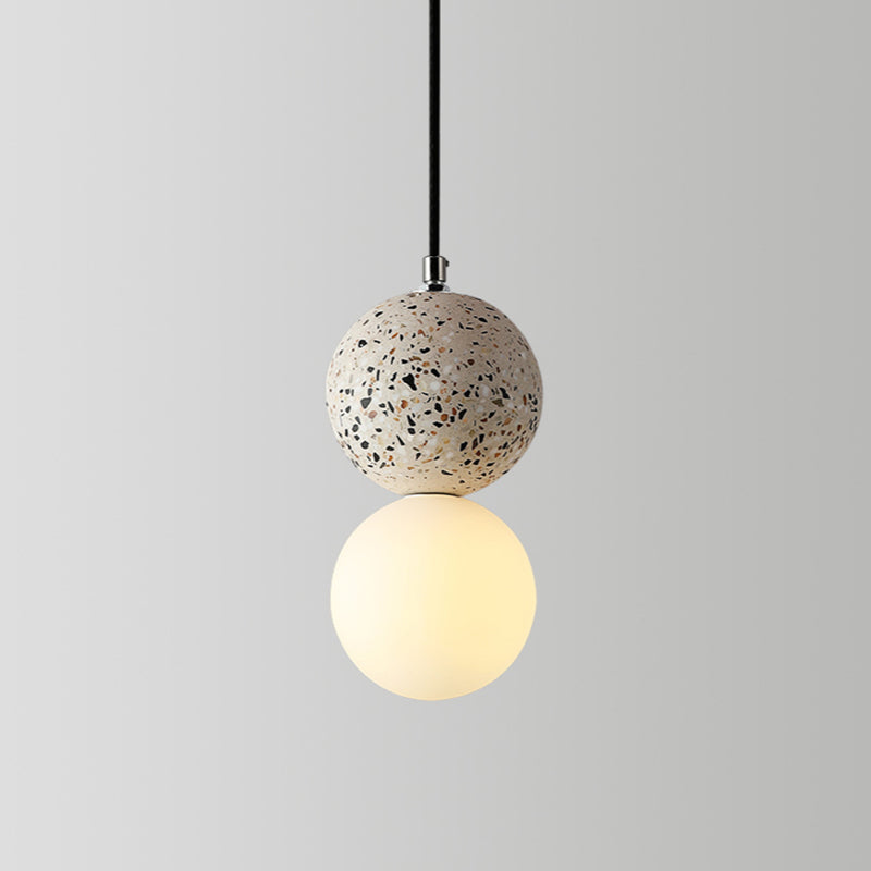 LuminaGlobe LED Globe Pendant Lights in Black and White Glass for Dining Table