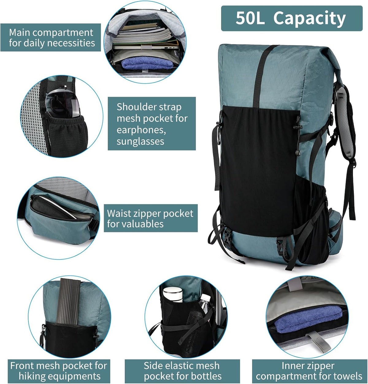 Adventure Gear 50L Internal Frame Hiking Pack For Mountain Climbing And Camping | Ventumra