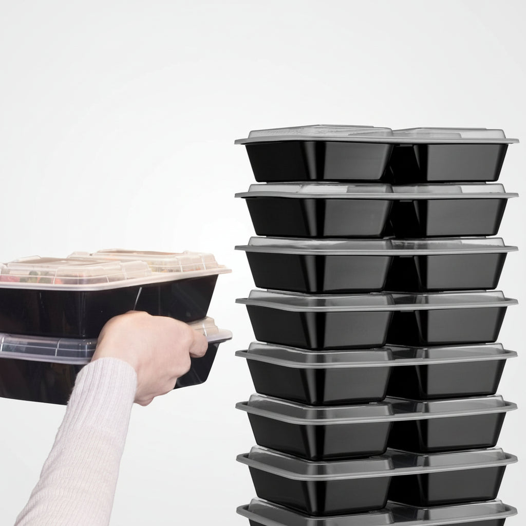 BentoForge Three Compartment Bento Box — Molded Tray, Secure Lid