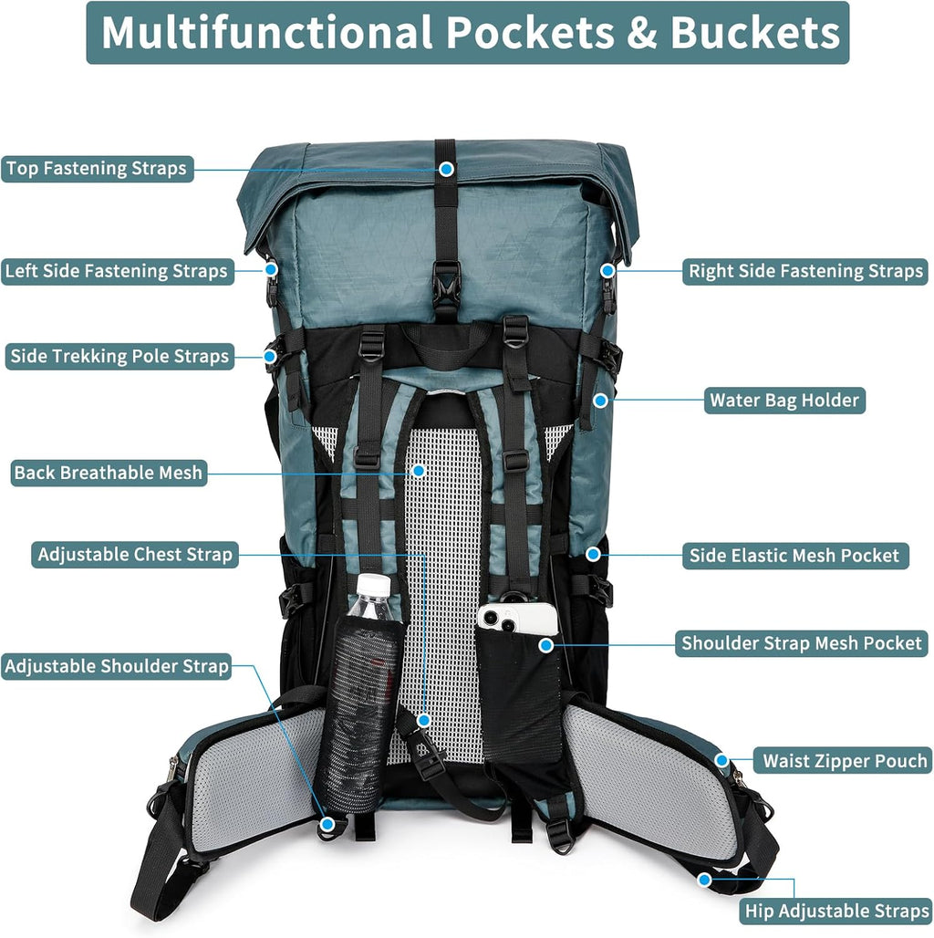Adventure Gear 50L Internal Frame Hiking Pack For Mountain Climbing And Camping | Ventumra