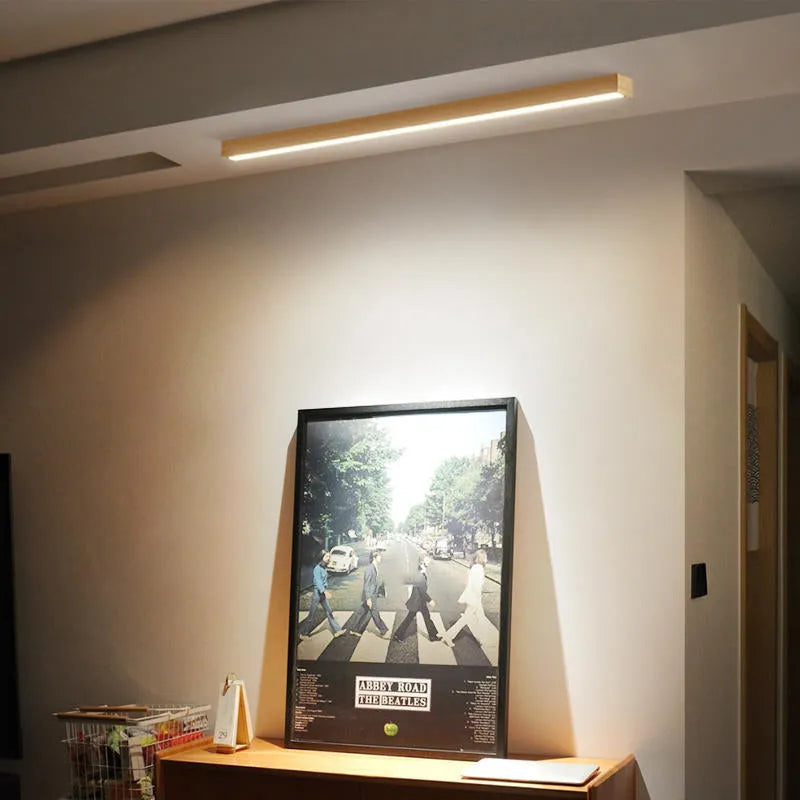 Arisha Linear Slim Ceiling Light, Wood | ventumra