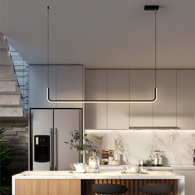 Clen Modern Linear Pendant Light Double Frame, Black/Gold | ventumra