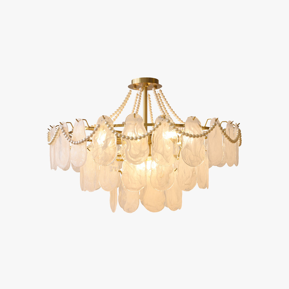 Kristy Elegant Pearl/Glass/Metal Chandelier, White - Neutralighting