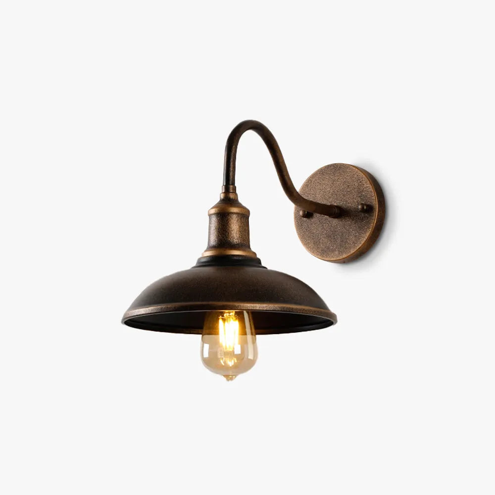 Ray Rustic Bowl Shaped Metal Wall Lamp, Antique Brass - Neutralighting