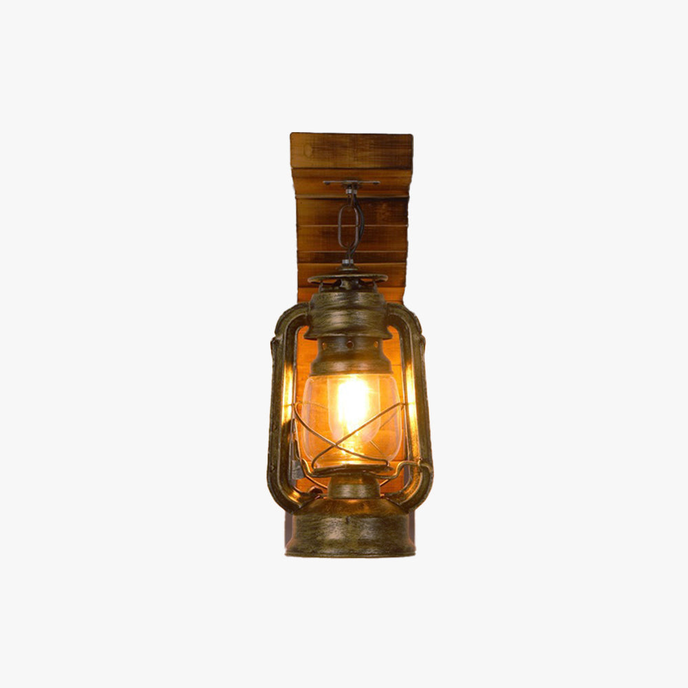 Lyros Lantern Vintage Wooden Rustic Wall Lamp - Neutralighting
