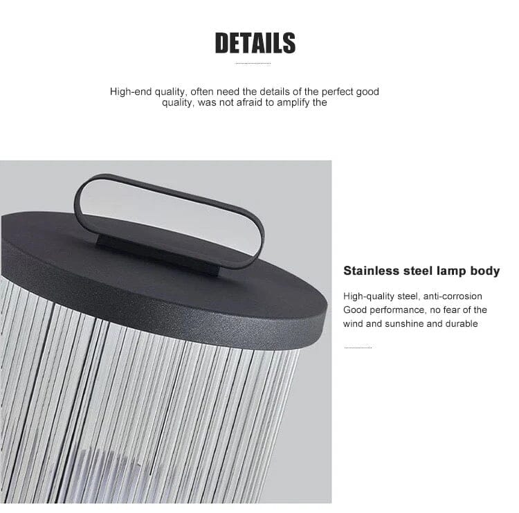 LumaVerde Outdoor Lantern Lamp Waterproof With Ribbed Glass