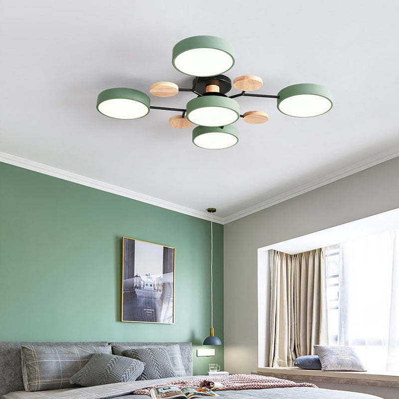 Arisha Ceiling Light, Wood Round for Living Room | ventumra