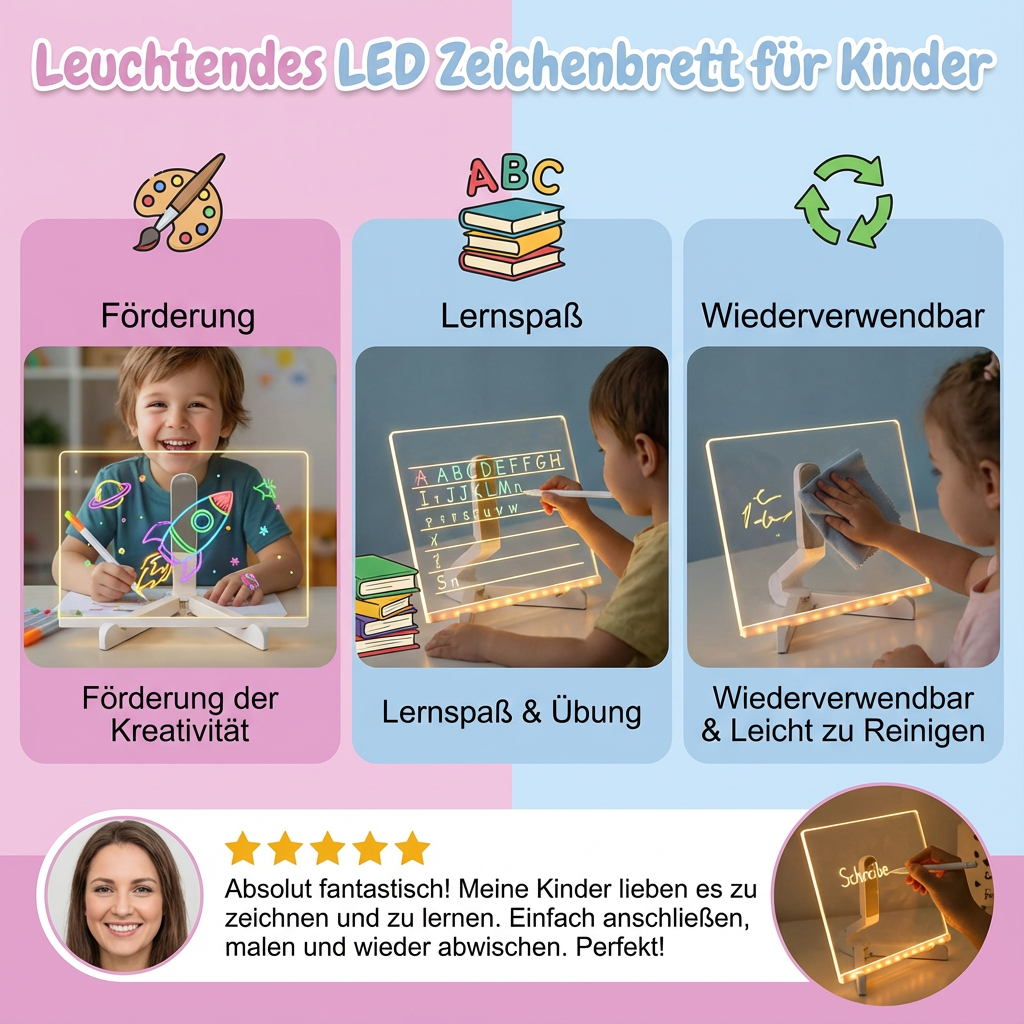 Kids' LED Drawing Board — Luminous Light-Up Creativity Pad