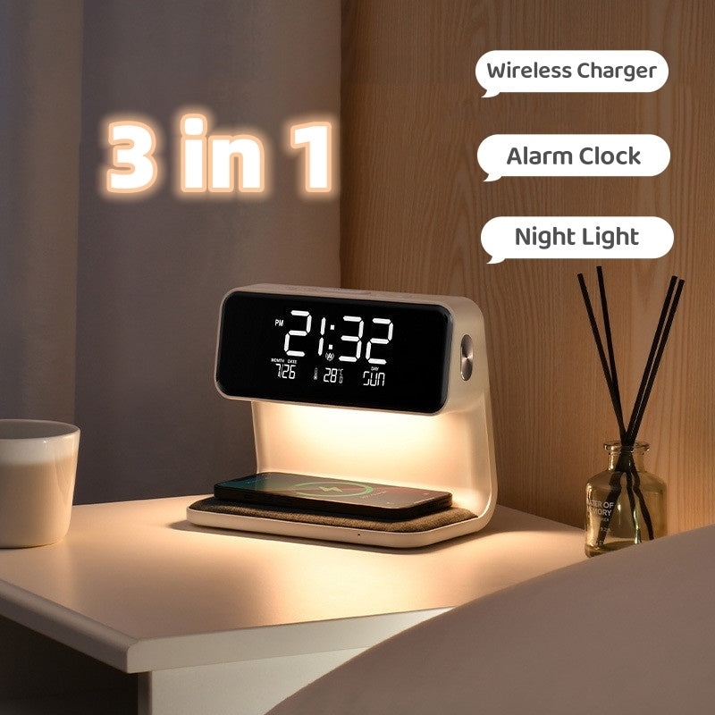Solivon 3-in-1 Bed Lamp With Wireless Charger And LCD Alarm