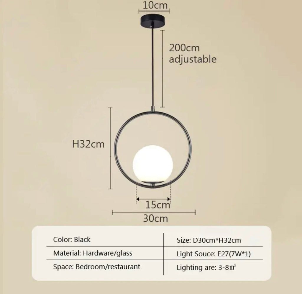 LumoSphere Pendant Light With Opal Glass Sphere Diffuser