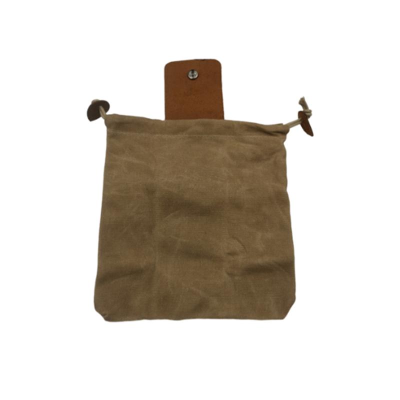 Handgjord naturupptäckarpåse i läder och canvas - vintagestil
