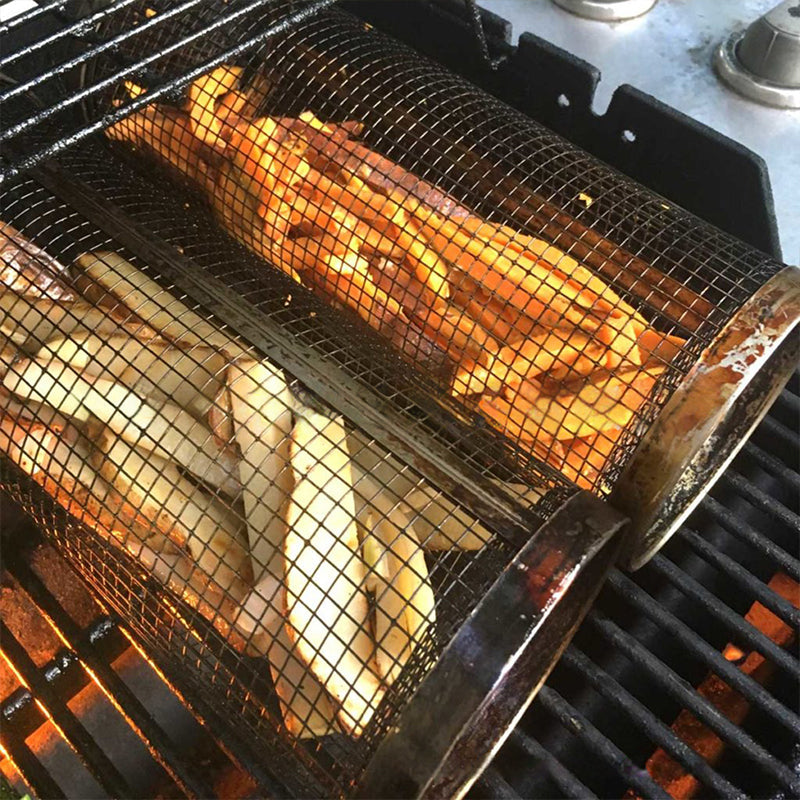 Stainless Steel Grill Basket — 360° Even-Heating BBQ Tool