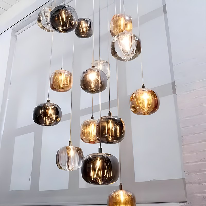 Multicolor Glass Pendant Light Fixture With Layered Lighting | Ventumra